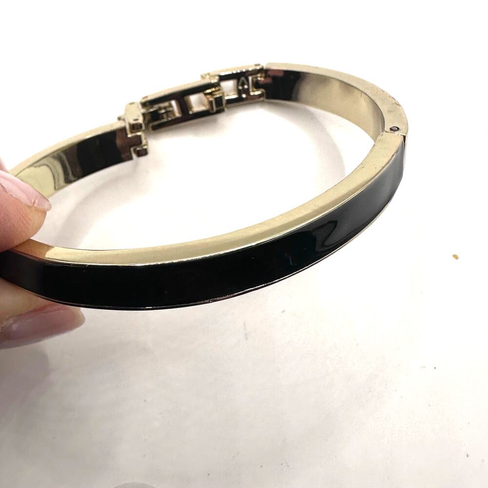Black Enamel Bracelet Vintage Gold tone Retro Classic Casual Jewelry